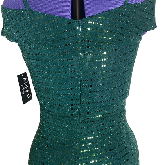 Alexa B Nite green sparkle long dress size 4 - Picture 4 of 9